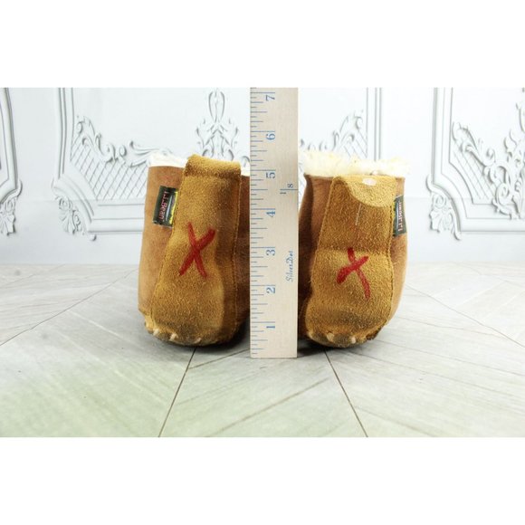 LL Bean Brown Suede Shearling Lined Wicked Good Booties Slippers 11 M - Picture 7 of 9